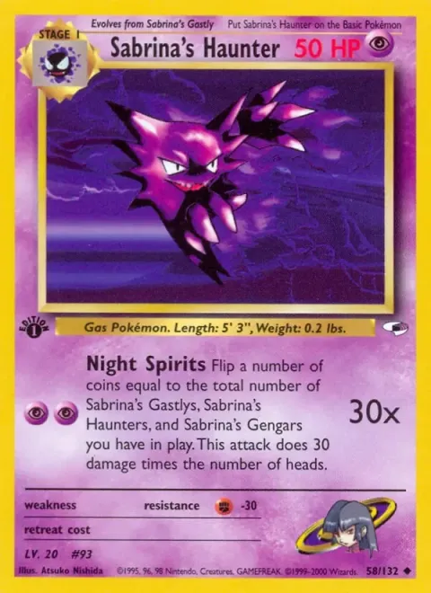 Carte Pokémon Sabrina’s Haunter 058/132, extension Gym Heroes (sortie anglaise)