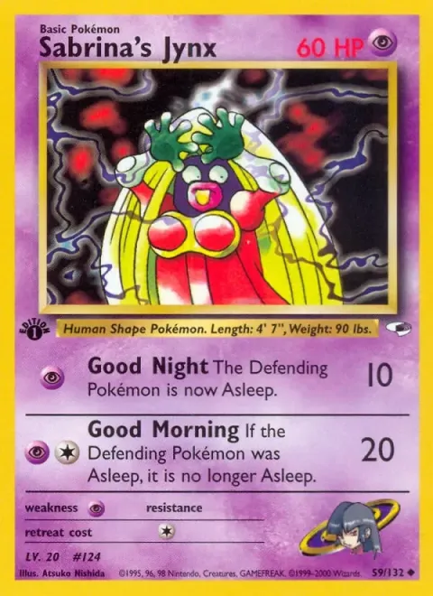 Carte Pokémon Sabrina’s Jynx 059/132, extension Gym Heroes (sortie anglaise)