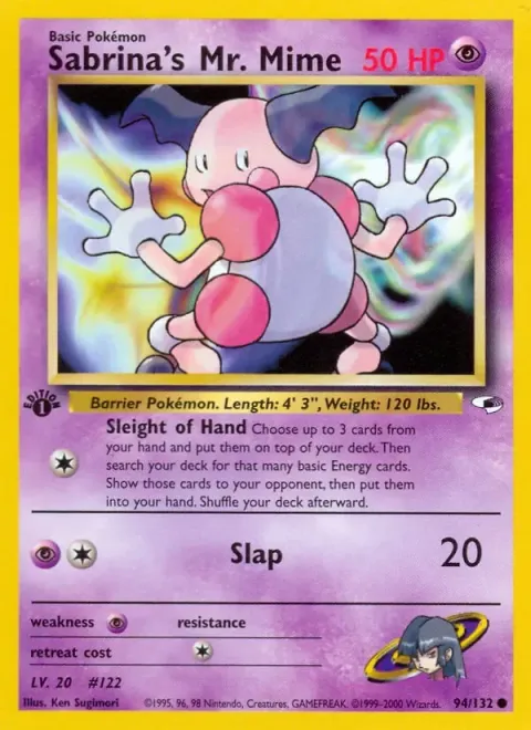 Carte Pokémon Sabrina’s Mr. Mime 094/132, extension Gym Heroes (sortie anglaise)