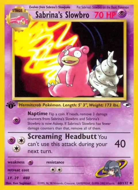 Carte Pokémon Sabrina’s Slowbro 060/132, extension Gym Heroes (sortie anglaise)