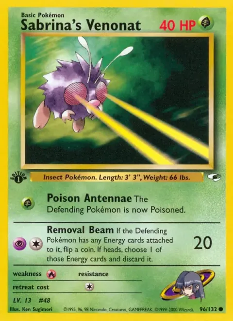 Carte Pokémon Sabrina’s Venonat 096/132, extension Gym Heroes (sortie anglaise)