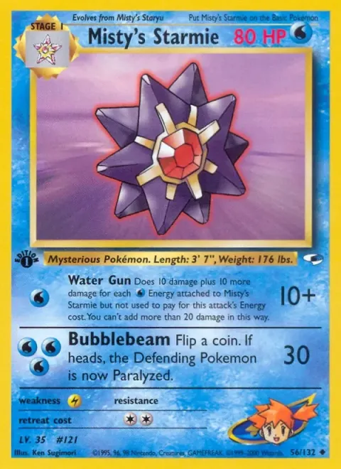 Carte Pokémon Staross d’Ondine 056/132, extension Gym Heroes (sortie anglaise)