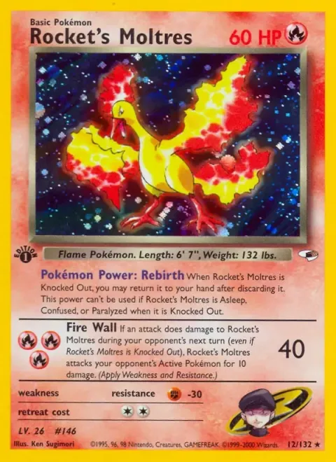 Carte Pokémon Sulfura de Rocket 012/132, extension Gym Heroes (sortie anglaise)
