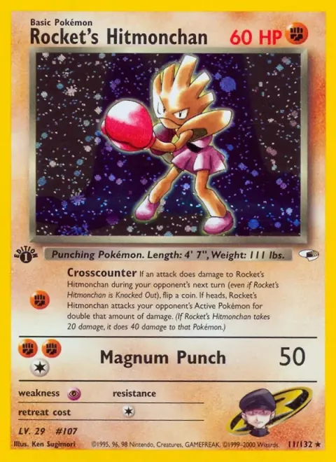 Carte Pokémon Tygnon de Rocket 011/132, extension Gym Heroes (sortie anglaise)