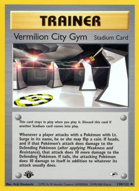 Carte Pokémon Vermilion City Gym 120/132, extension Gym Heroes (sortie anglaise)