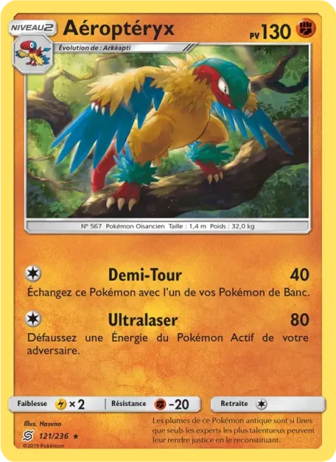 Carte Pokémon Aéroptéryx 121/236, extension Harmonie des Esprits