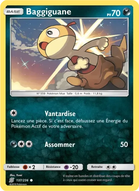 Carte Pokémon Baggiguane 137/236, extension Harmonie des Esprits