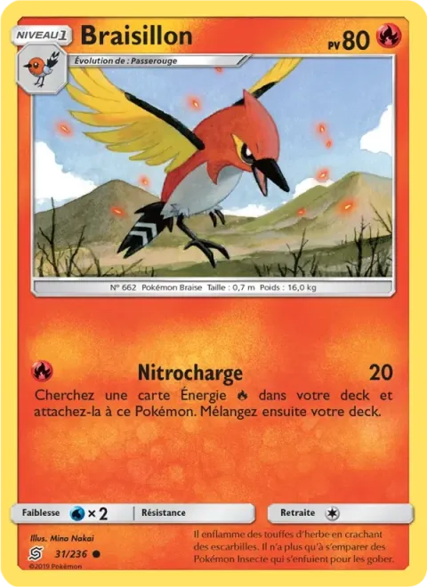 Carte Pokémon Braisillon 031/236, extension Harmonie des Esprits