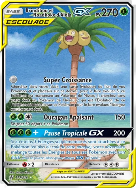 Carte Pokémon Brindibou et Noadkoko d’Alola GX 215/236, extension Harmonie des Esprits