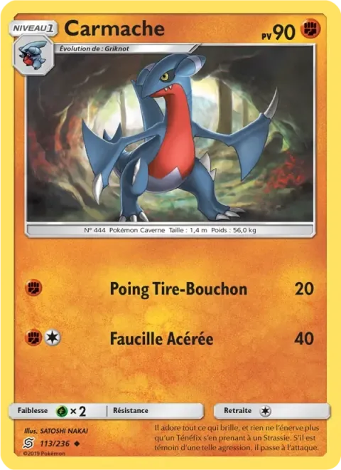 Carte Pokémon Carmache 113/236, extension Harmonie des Esprits