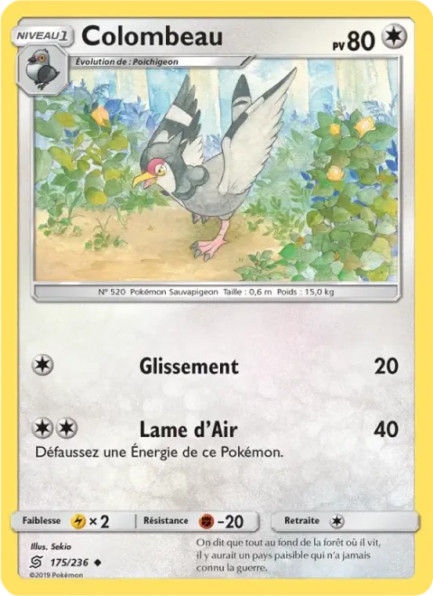 Carte Pokémon Colombeau 175/236, extension Harmonie des Esprits