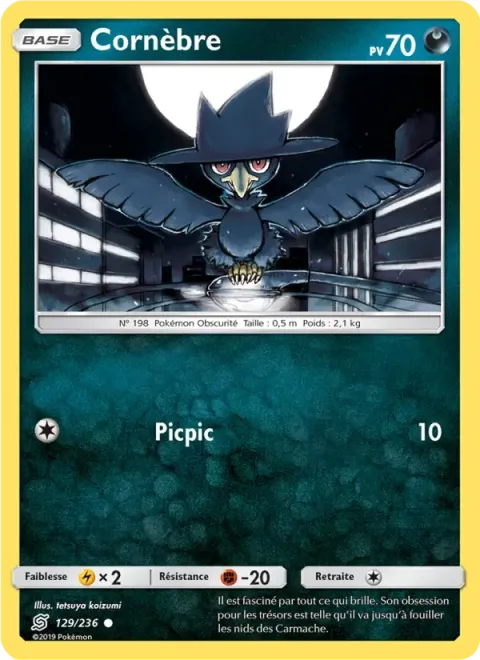 Carte Pokémon Cornèbre 129/236, extension Harmonie des Esprits