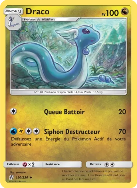 Carte Pokémon Draco 150/236, extension Harmonie des Esprits