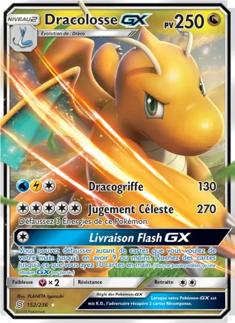 Carte Pokémon Dracolosse GX 152/236, extension Harmonie des Esprits