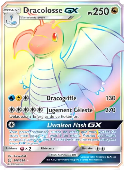 Carte Pokémon Dracolosse GX 248/236, extension Harmonie des Esprits