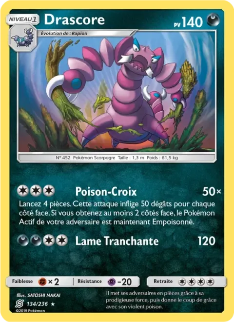 Carte Pokémon Drascore 134/236, extension Harmonie des Esprits