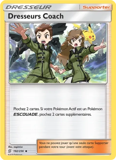 Carte Pokémon Dresseurs Coach 192/236, extension Harmonie des Esprits