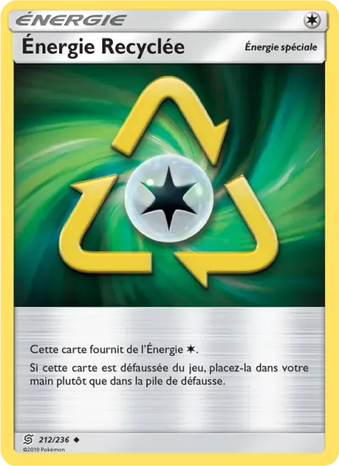 Carte Pokémon Énergie Recyclée 212/236, extension Harmonie des Esprits