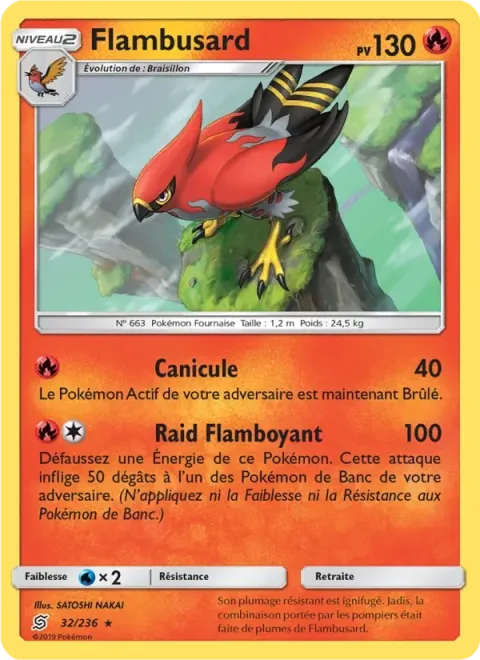 Carte Pokémon Flambusard 032/236, extension Harmonie des Esprits