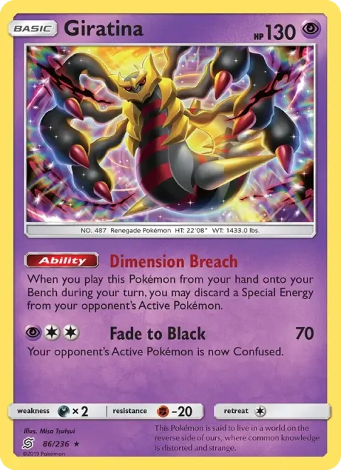 Carte Pokémon Giratina 086/236, extension Harmonie des Esprits