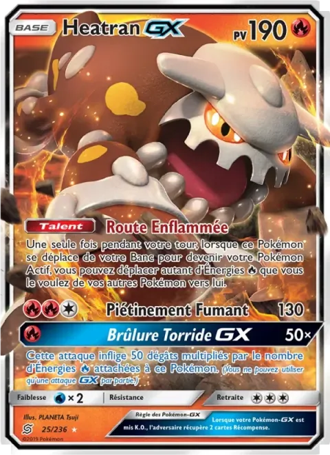 Carte Pokémon Heatran GX 025/236, extension Harmonie des Esprits