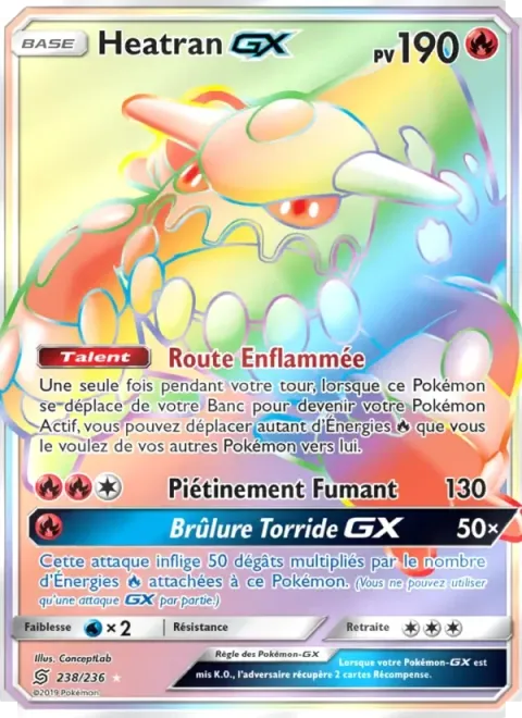 Carte Pokémon Heatran GX 238/236, extension Harmonie des Esprits