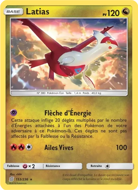 Carte Pokémon Latias 153/236, extension Harmonie des Esprits