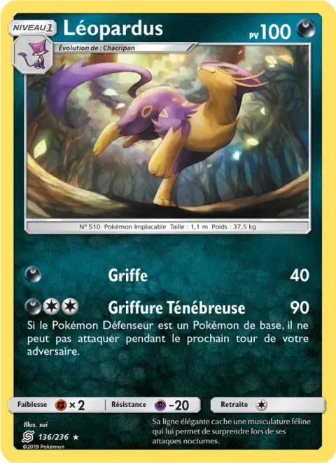 Carte Pokémon Léopardus 136/236, extension Harmonie des Esprits