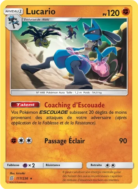Carte Pokémon Lucario 117/236, extension Harmonie des Esprits