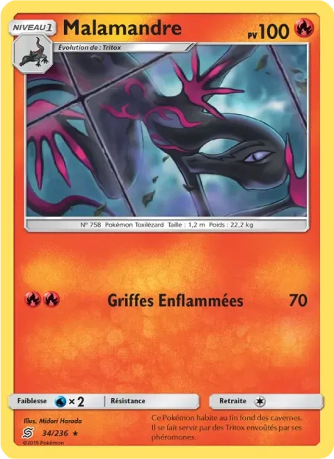 Carte Pokémon Malamandre 034/236, extension Harmonie des Esprits