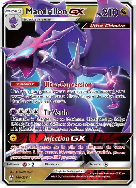 Carte Pokémon Mandrillon GX 160/236, extension Harmonie des Esprits