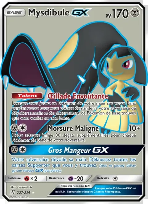 Carte Pokémon Mysdibule GX 227/236, extension Harmonie des Esprits