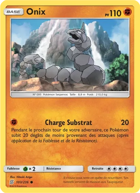 Carte Pokémon Onix 103/236, extension Harmonie des Esprits