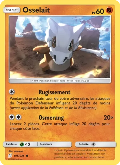 Carte Pokémon Osselait 105/236, extension Harmonie des Esprits
