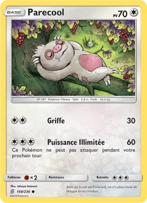 Carte Pokémon Parecool 168/236, extension Harmonie des Esprits