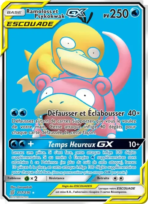 Carte Pokémon Ramoloss et Psykokwak GX 217/236, extension Harmonie des Esprits