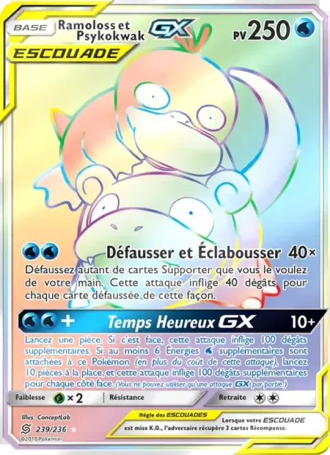 Carte Pokémon Ramoloss et Psykokwak GX 239/236, extension Harmonie des Esprits