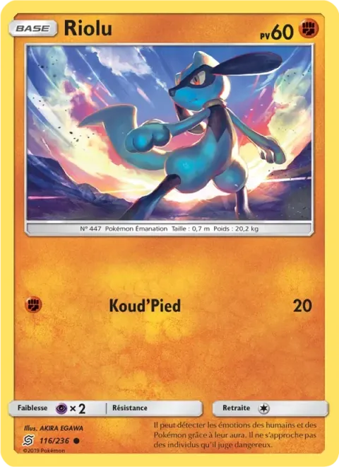 Carte Pokémon Riolu 116/236, extension Harmonie des Esprits