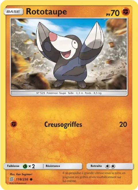 Carte Pokémon Rototaupe 118/236, extension Harmonie des Esprits