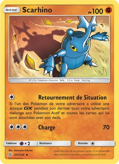 Carte Pokémon Scarhino 107/236, extension Harmonie des Esprits