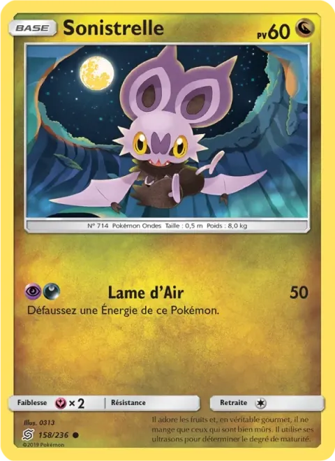 Carte Pokémon Sonistrelle 158/236, extension Harmonie des Esprits