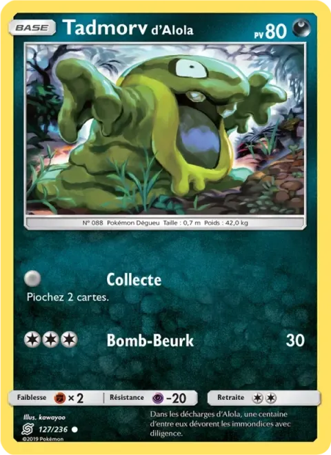 Carte Pokémon Tadmorv d’Alola 127/236, extension Harmonie des Esprits