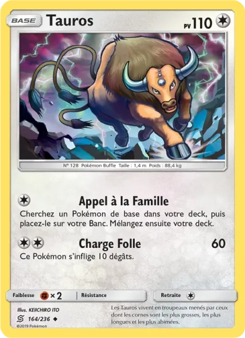 Carte Pokémon Tauros 164/236, extension Harmonie des Esprits