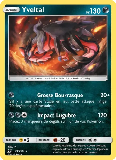 Carte Pokémon Yveltal 139/236, extension Harmonie des Esprits