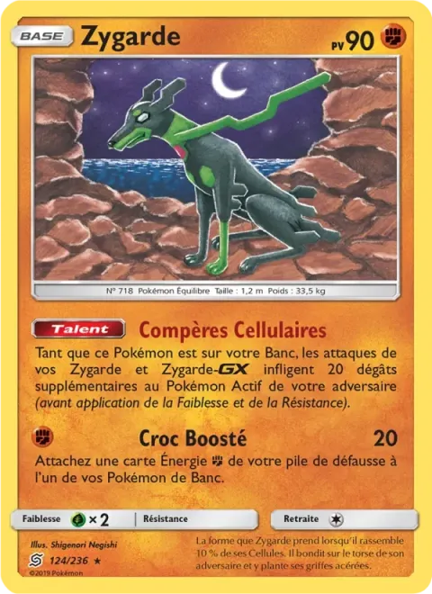 Carte Pokémon Zygarde 124/236, extension Harmonie des Esprits