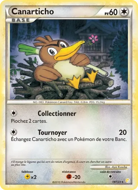 Carte Pokémon Canarticho 019/123, extension HeartGold SoulSilver