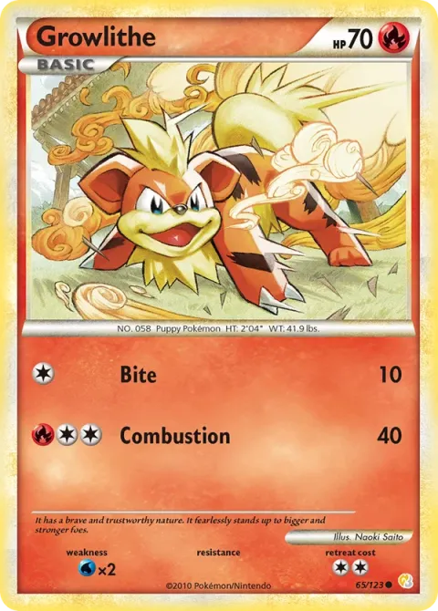 Carte Pokémon Caninos 065/123, extension HeartGold SoulSilver