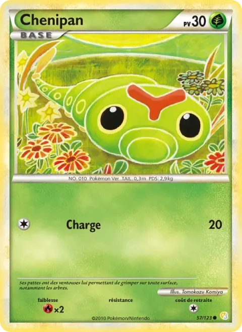 Carte Pokémon Chenipan 057/123, extension HeartGold SoulSilver