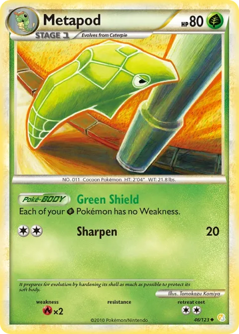 Carte Pokémon Chrysacier 046/123, extension HeartGold SoulSilver