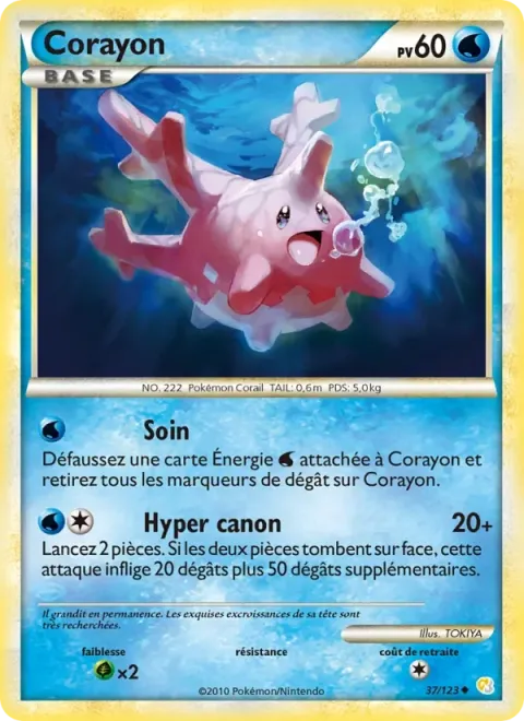 Carte Pokémon Corayon 037/123, extension HeartGold SoulSilver